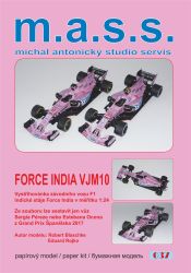 Formel 1.-Bolid Forse India VJM10 (Großer Preis von Spanien 2017) mit 2 option. Startnummern 1:24 inkl. LC-Spanten-/Radsatz